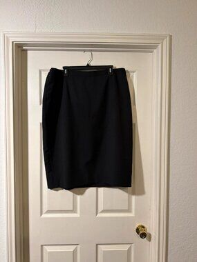 Kasper Separates Black Pencil Skirt Back Slit Fully Lined 18W
